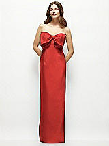 Alt View 2 Thumbnail - Poppy Red Strapless Satin Column Maxi Dress with Oversized Handcrafted Bow