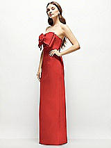 Alt View 3 Thumbnail - Poppy Red Strapless Satin Column Maxi Dress with Oversized Handcrafted Bow