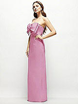 Alt View 3 Thumbnail - Powder Pink Strapless Satin Column Maxi Dress with Oversized Handcrafted Bow