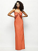 Alt View 1 Thumbnail - Portofino Orange Strapless Satin Column Maxi Dress with Oversized Handcrafted Bow