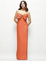 Alt View 2 Thumbnail - Portofino Orange Strapless Satin Column Maxi Dress with Oversized Handcrafted Bow