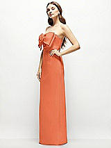 Alt View 3 Thumbnail - Portofino Orange Strapless Satin Column Maxi Dress with Oversized Handcrafted Bow