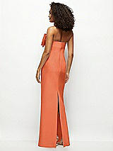 Rear View Thumbnail - Portofino Orange Strapless Satin Column Maxi Dress with Oversized Handcrafted Bow