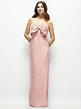 Alt View 2 Thumbnail - Rose Strapless Satin Column Maxi Dress with Oversized Handcrafted Bow