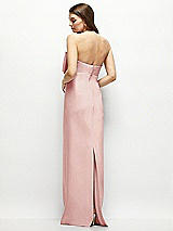 Alt View 4 Thumbnail - Rose Strapless Satin Column Maxi Dress with Oversized Handcrafted Bow