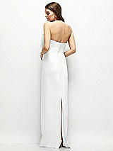Alt View 4 Thumbnail - White Strapless Satin Column Maxi Dress with Oversized Handcrafted Bow
