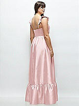 Alt View 3 Thumbnail - Ballet Pink Satin Corset Maxi Dress with Ruffle Straps & Skirt