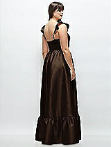 Alt View 3 Thumbnail - Espresso Satin Corset Maxi Dress with Ruffle Straps & Skirt