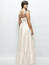 Alt View 3 Thumbnail - Ivory Satin Corset Maxi Dress with Ruffle Straps & Skirt