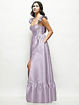 Side View Thumbnail - Lilac Haze Satin Corset Maxi Dress with Ruffle Straps & Skirt