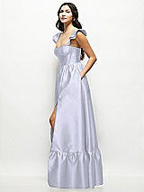 Side View Thumbnail - Silver Dove Satin Corset Maxi Dress with Ruffle Straps & Skirt