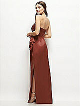 Alt View 3 Thumbnail - Auburn Moon Strapless Draped Skirt Satin Maxi Dress with Cascade Ruffle
