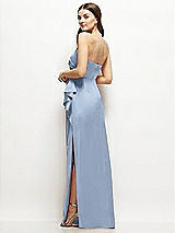 Alt View 3 Thumbnail - Cloudy Strapless Draped Skirt Satin Maxi Dress with Cascade Ruffle