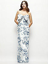 Alt View 2 Thumbnail - Cottage Rose Larkspur Strapless Floral Satin Column Maxi Dress with Oversized Bow