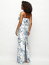 Rear View Thumbnail - Cottage Rose Larkspur Strapless Floral Satin Column Maxi Dress with Oversized Bow