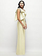 Side View Thumbnail - Butter Yellow Oversized Bow One-Shoulder Satin Column Maxi Dress