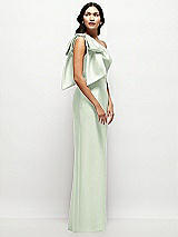 Side View Thumbnail - Mint Green Oversized Bow One-Shoulder Satin Column Maxi Dress