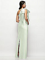 Rear View Thumbnail - Mint Green Oversized Bow One-Shoulder Satin Column Maxi Dress