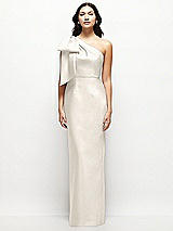 Front View Thumbnail - Ivory Oversized Bow One-Shoulder Satin Column Maxi Dress