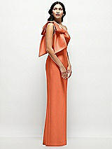 Side View Thumbnail - Portofino Orange Oversized Bow One-Shoulder Satin Column Maxi Dress