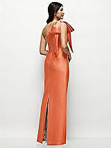 Rear View Thumbnail - Portofino Orange Oversized Bow One-Shoulder Satin Column Maxi Dress