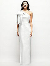 Front View Thumbnail - White Oversized Bow One-Shoulder Satin Column Maxi Dress