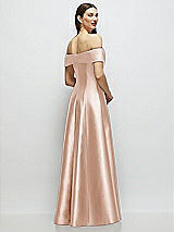 Rear View Thumbnail - Cameo Asymmetrical Bow Off-Shoulder Satin Gown with Ballroom Skirt