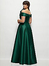 Alt View 2 Thumbnail - Hunter Green Asymmetrical Bow Off-Shoulder Satin Gown with Ballroom Skirt