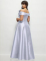 Alt View 2 Thumbnail - Silver Dove Asymmetrical Bow Off-Shoulder Satin Gown with Ballroom Skirt