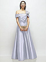 Front View Thumbnail - Silver Dove Asymmetrical Bow Off-Shoulder Satin Gown with Ballroom Skirt