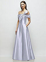 Side View Thumbnail - Silver Dove Asymmetrical Bow Off-Shoulder Satin Gown with Ballroom Skirt