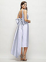 Rear View Thumbnail - Silver Dove Scoop Neck Corset Satin Midi Dress with Floor-Length Bow Tails