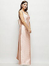 Side View Thumbnail - Cameo Scoop Neck Corset Satin Maxi Dress with Floor-Length Bow Tails