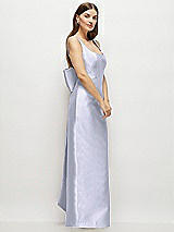 Side View Thumbnail - Silver Dove Scoop Neck Corset Satin Maxi Dress with Floor-Length Bow Tails