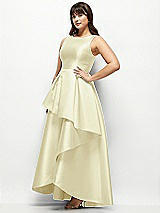 Side View Thumbnail - Butter Yellow Satin Maxi Dress with Asymmetrical Layered Ballgown Skirt