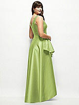 Rear View Thumbnail - Mojito Satin Maxi Dress with Asymmetrical Layered Ballgown Skirt