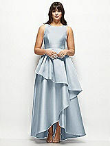 Front View Thumbnail - Mist Satin Maxi Dress with Asymmetrical Layered Ballgown Skirt