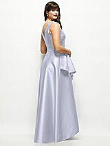 Rear View Thumbnail - Silver Dove Satin Maxi Dress with Asymmetrical Layered Ballgown Skirt