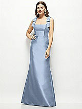 Front View Thumbnail - Cloudy Satin Fit and Flare Maxi Dress with Shoulder Bows