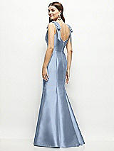 Rear View Thumbnail - Cloudy Satin Fit and Flare Maxi Dress with Shoulder Bows
