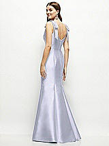 Rear View Thumbnail - Silver Dove Satin Fit and Flare Maxi Dress with Shoulder Bows