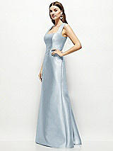 Side View Thumbnail - Mist Satin Square Neck Fit and Flare Maxi Dress