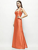 Side View Thumbnail - Portofino Orange Satin Square Neck Fit and Flare Maxi Dress
