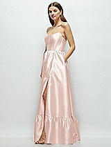 Side View Thumbnail - Blush Strapless Cat-Eye Boned Bodice Maxi Dress with Ruffle Hem