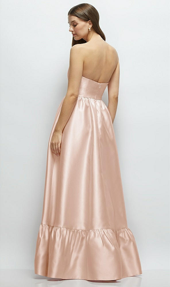 Back View - Cameo Strapless Cat-Eye Boned Bodice Maxi Dress with Ruffle Hem