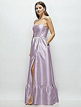 Side View Thumbnail - Lilac Haze Strapless Cat-Eye Boned Bodice Maxi Dress with Ruffle Hem