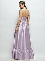 Rear View Thumbnail - Lilac Haze Strapless Cat-Eye Boned Bodice Maxi Dress with Ruffle Hem