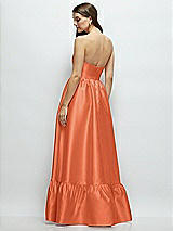 Rear View Thumbnail - Portofino Orange Strapless Cat-Eye Boned Bodice Maxi Dress with Ruffle Hem