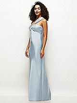 Side View Thumbnail - Mist Satin Twist Bandeau One-Shoulder Bias Maxi Dress
