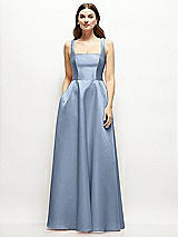 Front View Thumbnail - Cloudy Square-Neck Satin Maxi Dress with Full Skirt